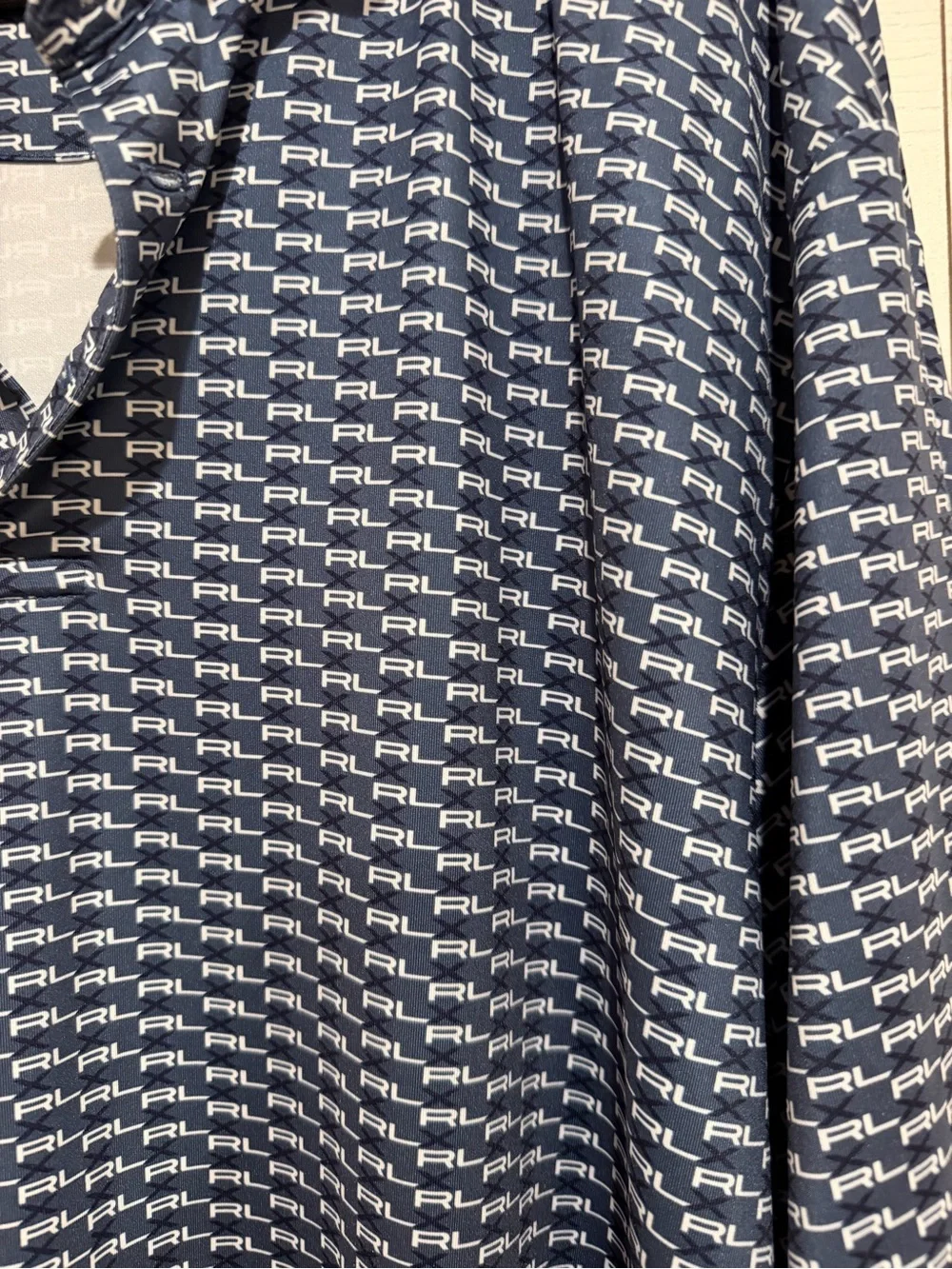Ralph Lauren Navy and White Micro-Pattern Polo